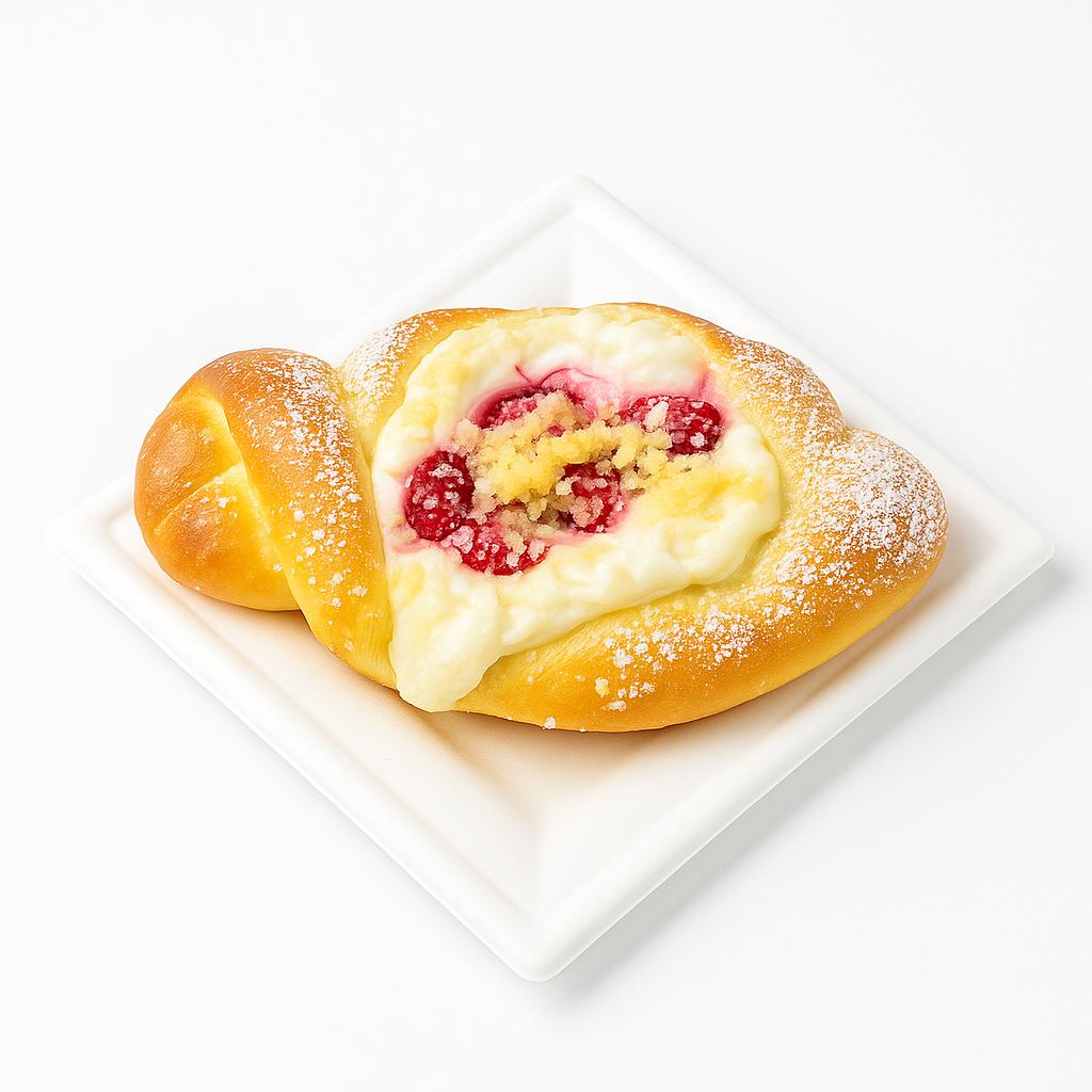 Drożdżówka z serem i truskawkami